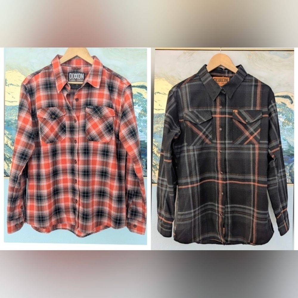 Set 2 Of Dixon Flannel Long Sleeve Shirts Plaid Woman's Size XL